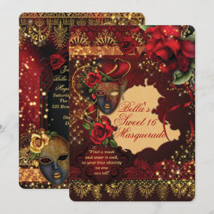 Invitación Dulce de Masquerade romántica 16 Fiestas invitan