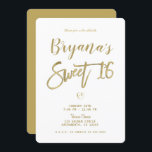 Invitación Dulce de Moda Mínima Blanca y Dorada 16<br><div class="desc">Personalizar para cualquier evento</div>