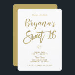 Invitación Dulce de Moda Mínima Blanca y Dorada 16<br><div class="desc">Personalizar para cualquier evento</div>