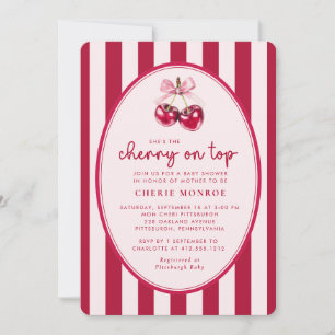 Invitación Dulce de moda rosa y rojo encima del Baby Shower
