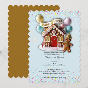 Invitación Dulce de Navidad Casa de Pan de Jengibre Baby Show
