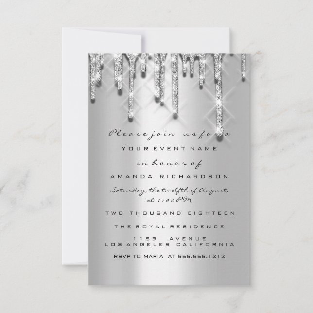 Invitación Dulce de Novias Gris Gris Plateado 16° 3d de purpu (Anverso)