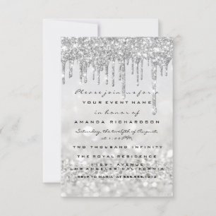 Invitación Dulce de Novias Gris Gris Plateado 16° purpurina