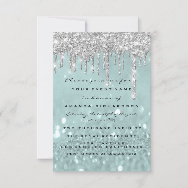 Invitación Dulce de Novias Humeantes Plateadas purpurinas (Anverso)
