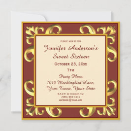 Invitación Dulce de Oro Rojo