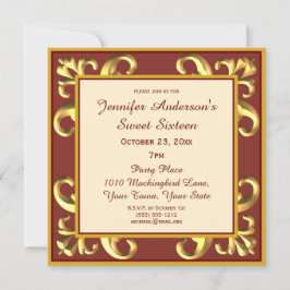 Invitación Dulce de Oro Rojo