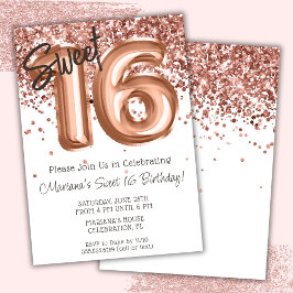 Invitación Dulce de oro Rosa 16 Fiesta de cumpleaños