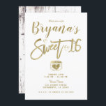 Invitación Dulce de oro rustico de la madera blanca de 16 Fie<br><div class="desc">Personalizar para cualquier evento</div>