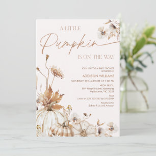 Invitación Dulce de Otoño Beige Marrón Floral Baby Shower