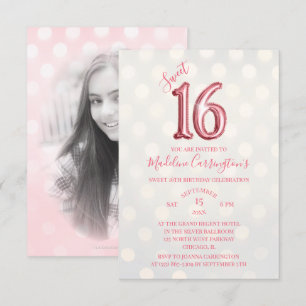 Invitación Dulce de piel rosada de oro Rosa 16 foto de cumple