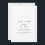 Invitación Dulce de Plata minimalista Dieciséis Cumpleaños<br><div class="desc">Esta minimalista invitación de 16 años de dulces plateados es perfecta para una simple fiesta de 16 años. El moderno diseño romántico presenta una tipografía clásica de color gris plateado y blanco, acompañada de una caligrafía rústica y elegante con un estilo de letra a mano vintage. Personalizable de cualquier color....</div>