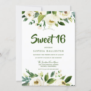 Invitación Dulce de primavera floral blanca botánica moderna