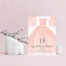 Invitación Dulce de Purpurina rosa suave 15 Quinceanera Fiest