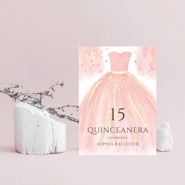Invitación Dulce de Purpurina rosa suave 15 Quinceanera Fiest (Subido por el creador)