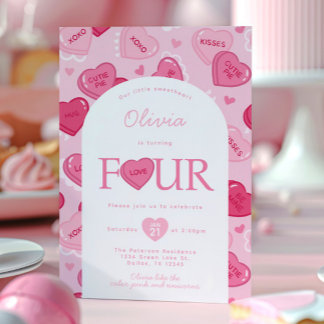 Invitación Dulce de San Valentín Cumpleaños Fiesta