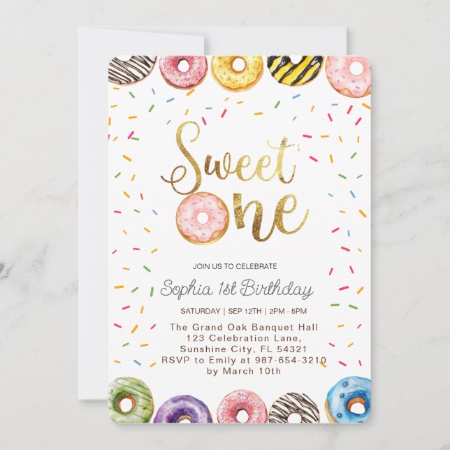 Invitación dulce de un cumpleaños, Chica de primer (Anverso)