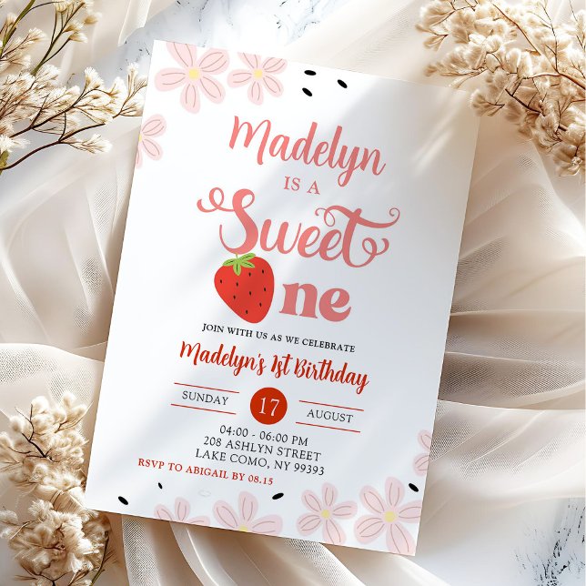 Invitación Dulce de verano primer cumpleaños fresa (Subido por el creador)