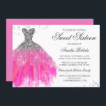 Invitación Dulce De Vestido De Espuma Rosa Dieciséis Invitaci<br><div class="desc">Más opciones de color en la Pequeña Tienda Bayleigh!</div>