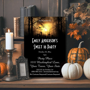 Invitación Dulce de vestuario de cementerio de Halloween 16 c