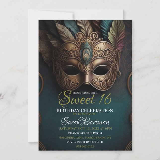Invitación dulce del baile de máscaras 16 (Anverso)