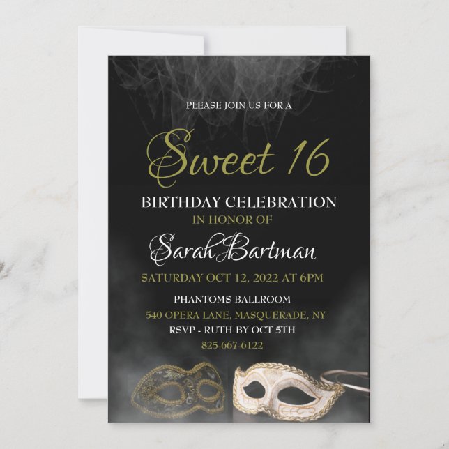 Invitación dulce del baile de máscaras 16 (Anverso)