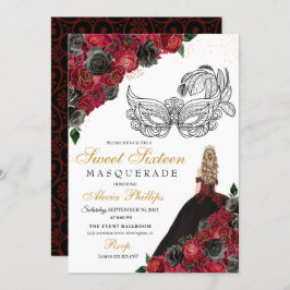 Invitación Dulce del baile de máscaras de la princesa roja ne