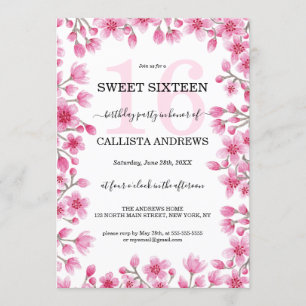 Invitación Dulce del borde floral del florecimiento del cerez