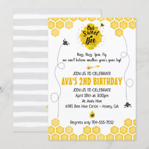 Invitación dulce del cumpleaños de la abeja