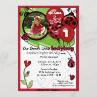 Invitación dulce del cumpleaños de la mariquita