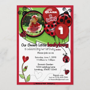 Invitación dulce del cumpleaños de la mariquita