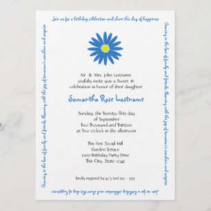 Invitación Dulce del mensaje de la margarita de cumpleaños 16
