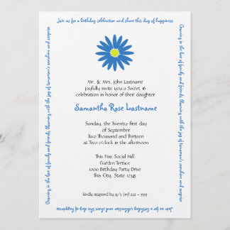 Invitación Dulce del mensaje de la margarita de cumpleaños 16