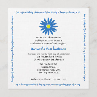 Invitación Dulce del mensaje de la margarita de cumpleaños 16
