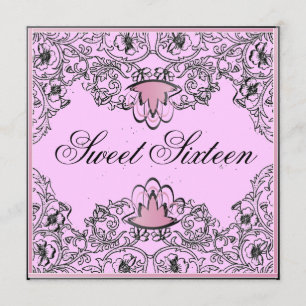 Invitación dulce del rosa del negro de la