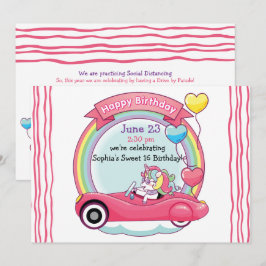 Invitación Dulce desfile de cumpleaños de Unicornio, artista 