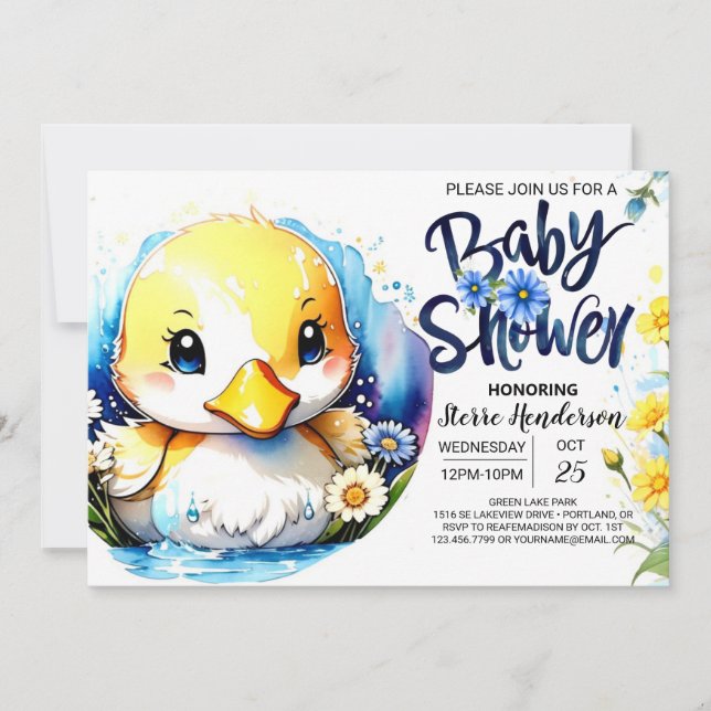 Invitación Dulce desfile de duckling Baby Shower (Anverso)