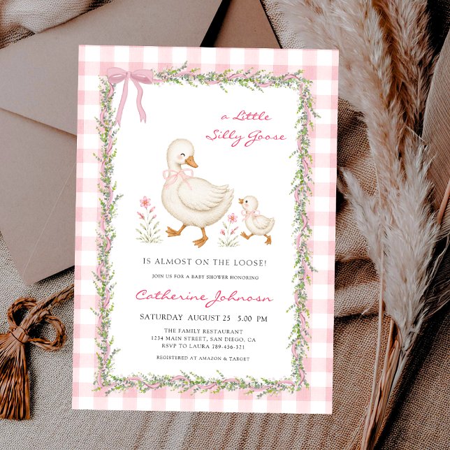 Invitación Dulce Desfile de Gingham Verde Silvestre de Ganso  (Subido por el creador)