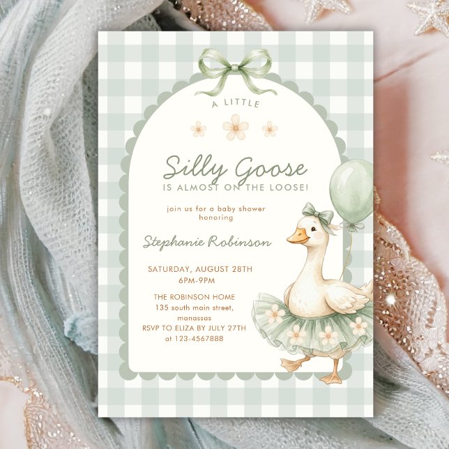 Invitación Dulce Despedida de Soltera Bailarina Gingham Sage (Subido por el creador)