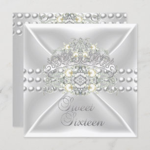 Invitación Dulce Diamante de Perla Blanca Tiara 16