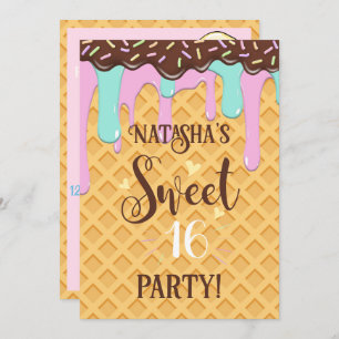 Invitación Dulce Dieciséis 16 Cono de Perro Perrito