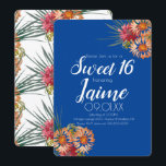 Invitación Dulce Dieciséis Acuarela Tropical Floral<br><div class="desc">Dulce 16 invitaciones de fiesta y acuarela floral</div>