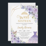 Invitación Dulce Dieciséis Aniversario de la Princesa Morada<br><div class="desc">Personalice esta encantadora invitación a los Dieciséis Años Dulce con su propia redacción fácil y rápidamente,  simplemente pulse el botón personalizar para reorganizar y formatear el estilo y la ubicación del texto. ¡Artículos coincidentes disponibles en la tienda! c) El estudio Happy Cat Studio</div>