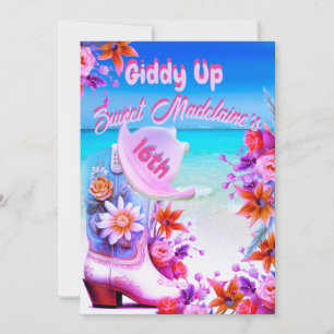 Invitación Dulce Dieciséis Aniversario Floral de la Noche de 