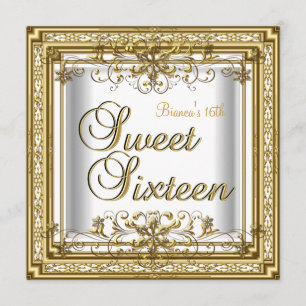 Invitación Dulce Dieciséis Años Chica Adolescente de Oro Blan