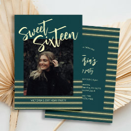 Invitación Dulce Dieciséis Aquamarine Purpurina Fiesta de Cum