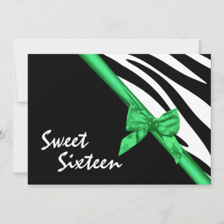 Invitación Dulce Dieciséis Cebra y Cinta Verde