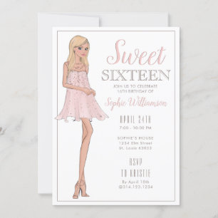 Invitación Dulce Dieciséis Chicas rubios Cumpleaños