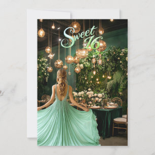 Invitación Dulce Dieciséis Chicas rubios Esmeralda Green Ball