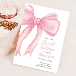 Invitación Dulce Dieciséis Coquette Bow Rosa 16º Cumpleaños
