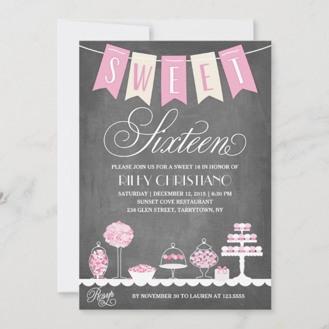 Invitación Dulce Dieciséis | Cumpleaños (Anverso)